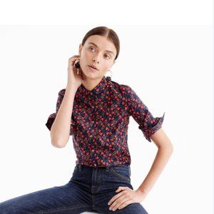 J. Crew Liberty London Ros Floral Cotton Button Up Shirt Blouse Size 4